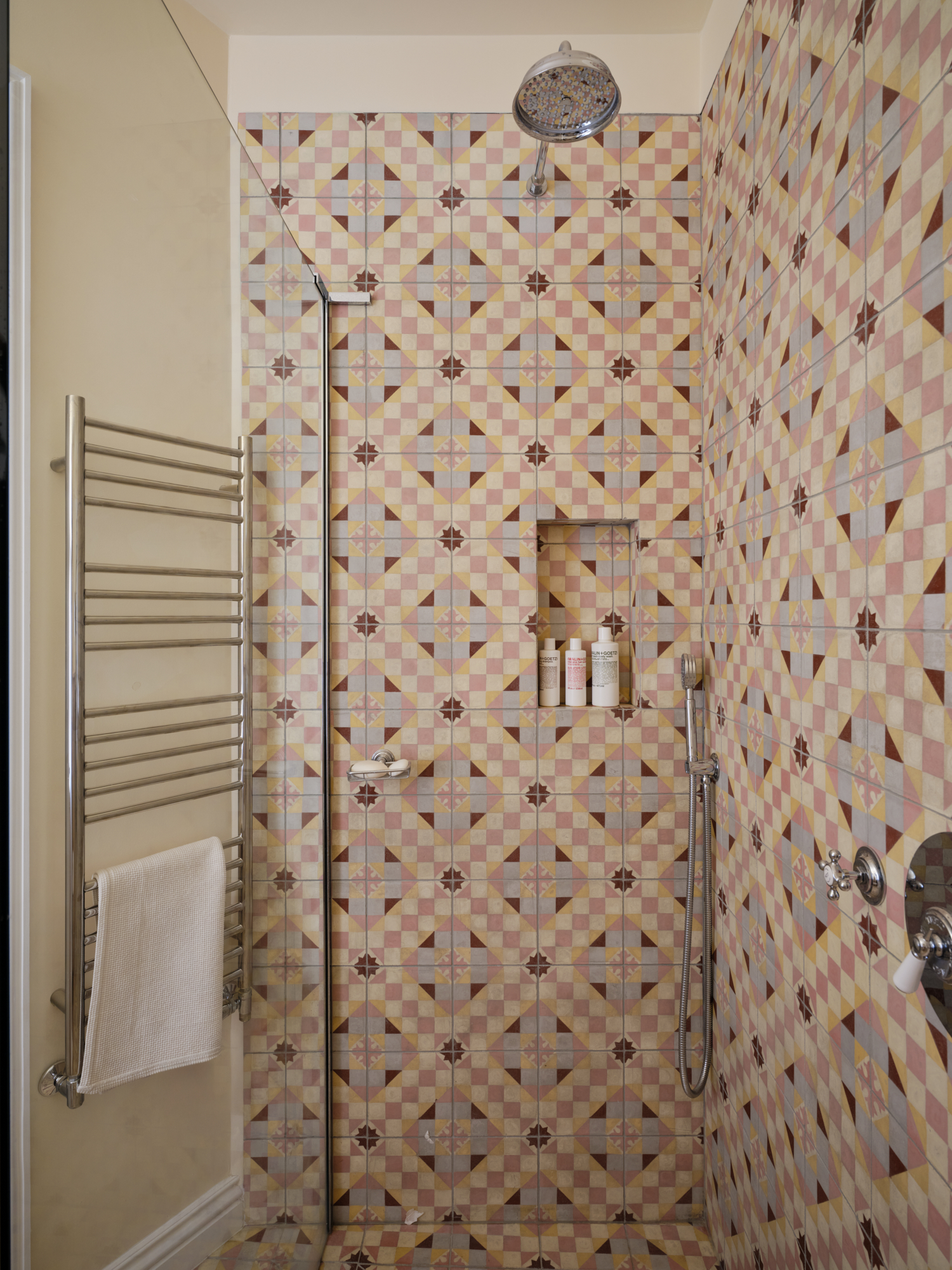 Bespoke bathroom with oak and zellige tiles